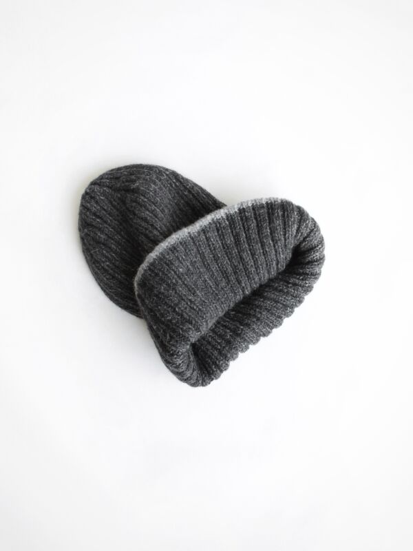 Шапка в резинку, темно-серый меринос