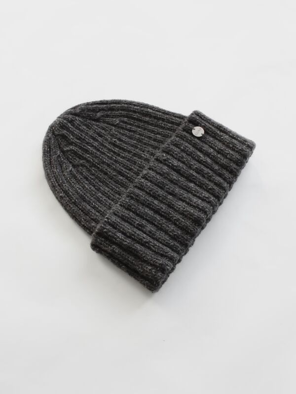Шапка в резинку, темно-серый меринос