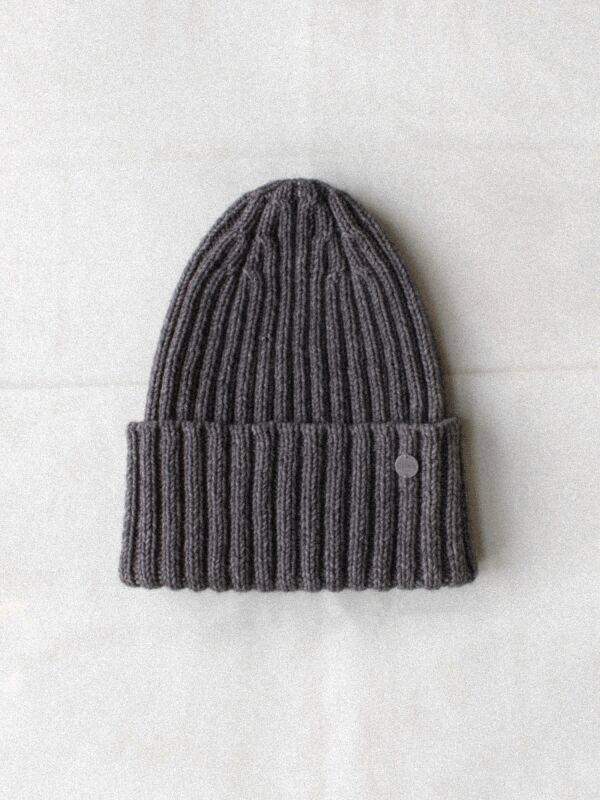 Шапка в резинку 23 см, тауп меринос с ангорой